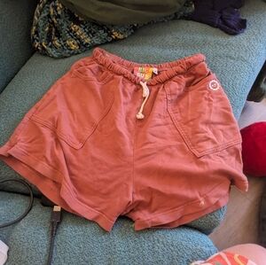 OLD STYLE Brick Red Big Bud Press Sweat Shorts size S